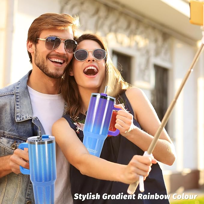 30 oz Shiny Tumbler with Handle and Straw,Stainless Steel Tumbler with Lid and Straw,Insulated Travel Mug(Cold for 34 Hours),Water Bottle for Iced Tea,Coffee (Purple) - Image 8