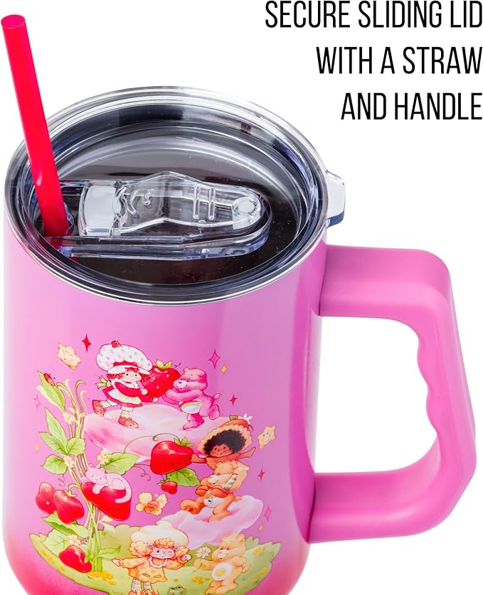 Silver Buffalo Care Bears and Strawberry Shortcake Ombre Double Walled Stainless Steel Tumbler with Handle, Fits in Standard Cup Holder, 40 Ounces - Image 2