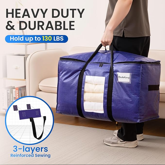 TAILI 12 Pack Dark Blue Extra Large Moving Bags, Heavy Duty Totes - Image 4