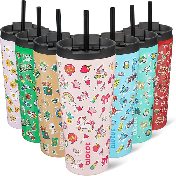 BJPKPK 22oz Insulated Tumbler With lid And Straw Stainless Steel Tumblers Travel Coffee Mug Reusable Thermal Cup,Unicorns by BJPKPK