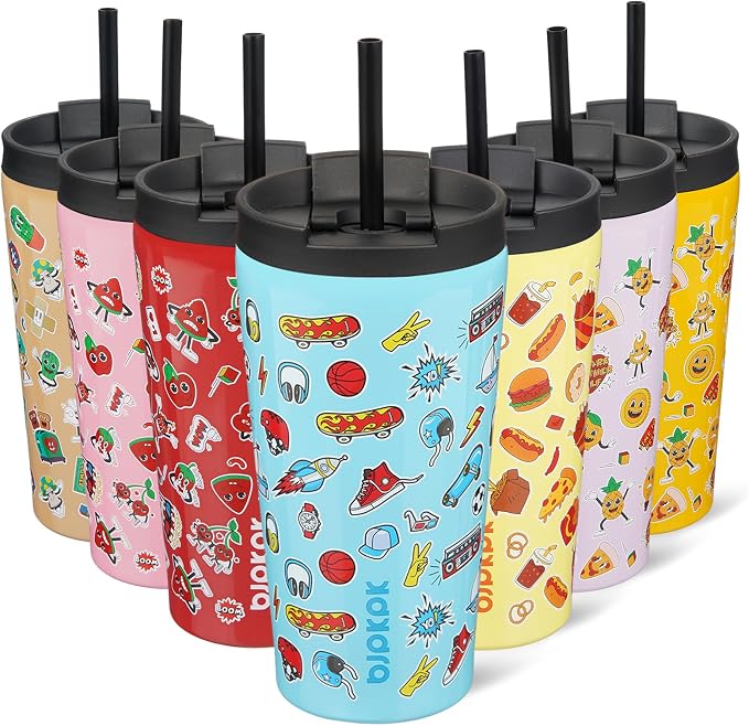 BJPKPK 18oz Insulated Tumbler With lid And Straw Stainless Steel Tumblers Travel Coffee Mug Reusable Thermal Cup,Playground by BJPKPK