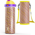 24 oz Insulated Water Bottle with Straw: Meoky Stainless Steel Water Bottle with Holder and Strap - Leak Proof, Cold for 24 Hours, Fits in Car Cup Holder, BPA-Free for Travel Sports Gym, Optic Wave by MEOKY