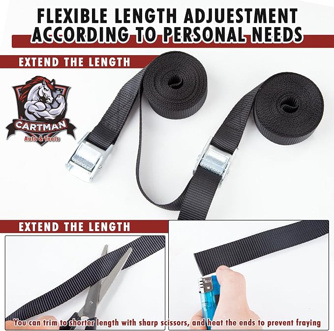 Cartman 1" x 12' Lashing Straps Cargo Tie-Down Strap Up to 600lbs, 6pk in Carry - Image 4