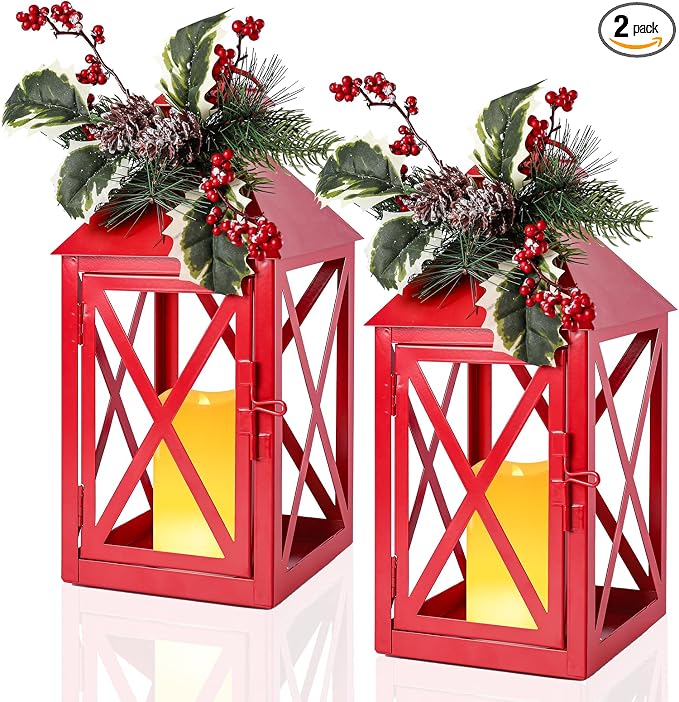 Christmas Lanterns Decorative Outdoor, Waterproof 14.2" Decorative Christmas by WonderSolar