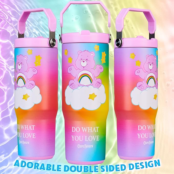 Get Trend Care Bears Tumbler with Straw 30oz Kids Teens Insulated Cup with Lid Handle Travel Mug Cups with Lids for School Sports Gifts for Kids (Multi Care Bears) - Image 5