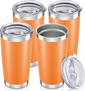 20 oz Tumbler with Lid Stainless Steel Insulated Tumblers Bulk Double Wall Vacuum Cups Powder Coated Travel Mug Keep Drinks Cold and Hot, Orange, 4 Pack by Orebigo