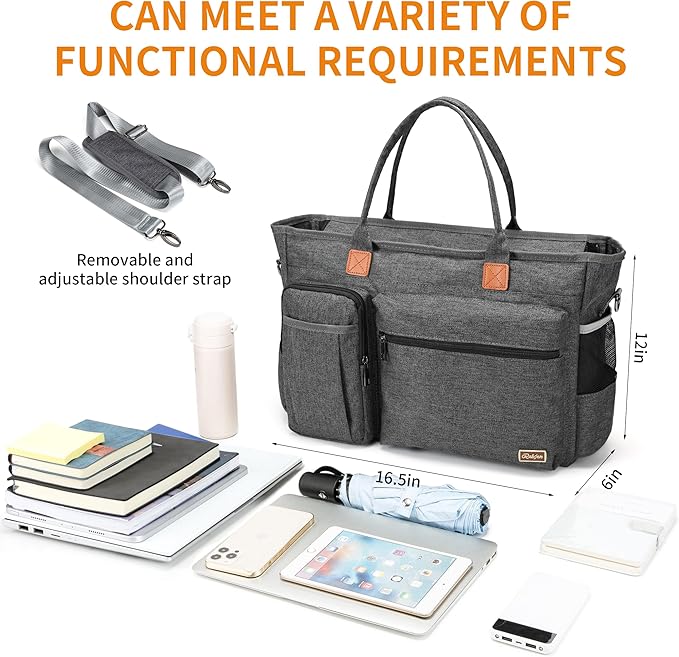 Laptop Tote Bag, Middle Size Computer Messenger Teacher Bag - Image 3
