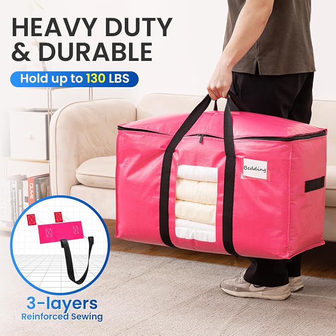 TAILI 8 Pack Pink Extra Large Moving Bags, Heavy Duty Totes - Image 6