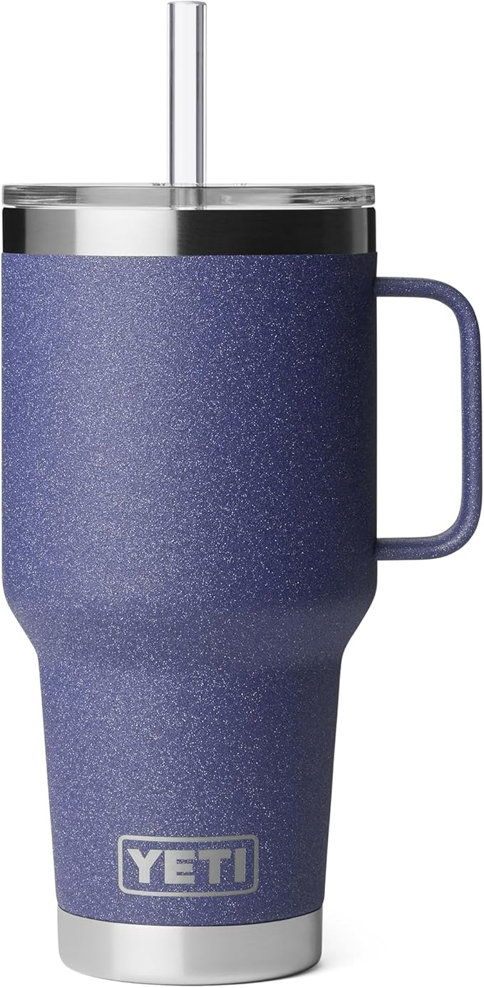 YETI Rambler 35 oz Tumbler with Handle and Straw Lid, Travel Mug Water Tumbler, Vacuum Insulated Cup with Handle, Stainless Steel, Moon Dust - Textured by YETI