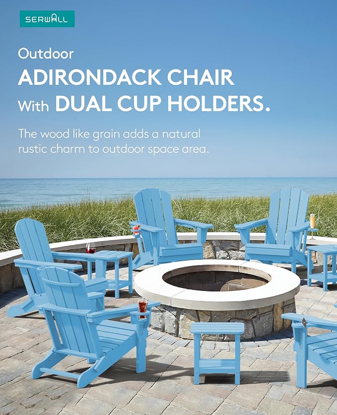 SERWALL Adirondack Chair with Cup Holders - Image 5