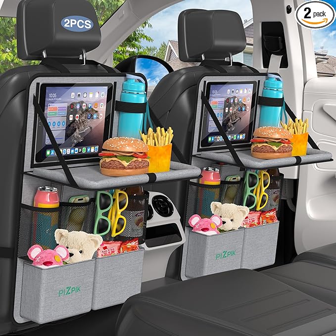 Car Backseat Organizer with Tablet Holder, 11 Storage Pockets with Foldable by Plzpik