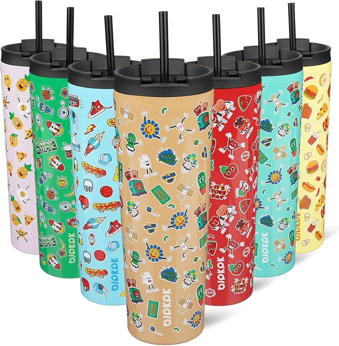 BJPKPK 30oz Tumbler With lid And Straw Stainless Steel Travel Coffee Mug Insulated Tumblers Cups,Spring Party Brown by BJPKPK