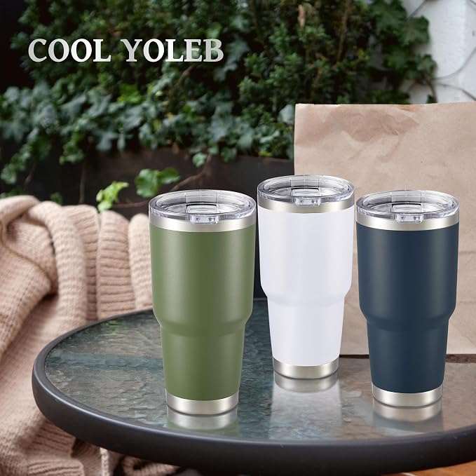 30 oz Tumbler with Lid Stainless Steel Tumblers Bulk Vacuum Insulated Cup Reusable Powder Coated Travel Mug Double Wall Leak Proof Cups Keep Cold Drinks for 12 Hours White, Set of 8 - Image 6