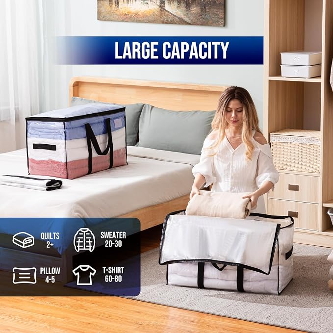 TAILI Extra Large Moving Bags, 2 Pack Clear Heavy Duty Totes - Image 4