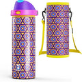 24 oz Insulated Water Bottle for Women: Meoky Stainless Steel Water Bottle with Holder and Shoulder Strap - Leak Proof, Cold for 24 Hours, Protective Silicone Base, BPA-Free for Travel Gym, Neon Beat by MEOKY