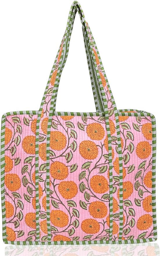 Cotton Quilted Tote Bag for Women – Large Beach & Travel Tote by ThirdEyeExport