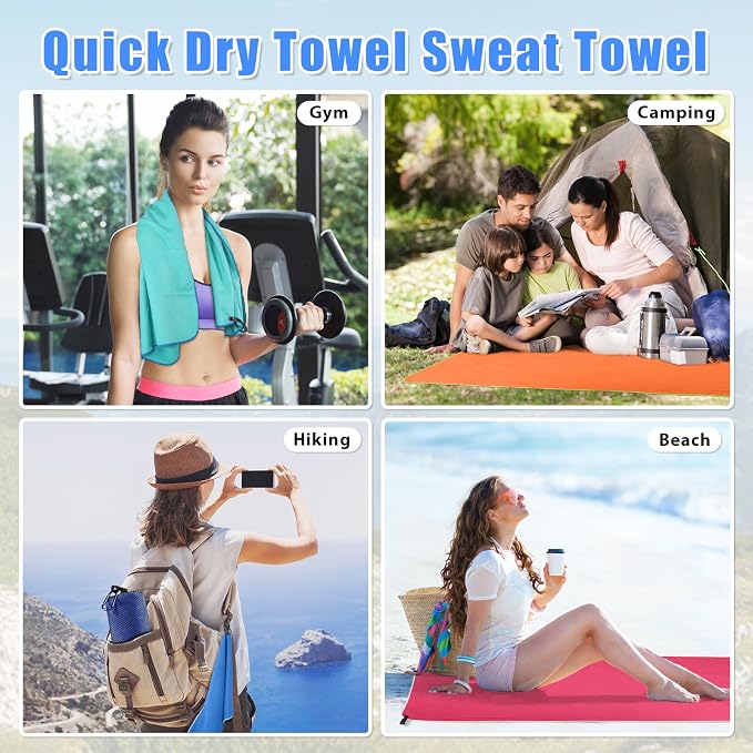 Sfee 2 Pack Microfiber Travel Towel, Quick Dry Towel Camping Towel Beach Towel - Image 3