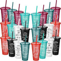 Havawish 36 Pcs Mothers Day Christian Tumbler Gift Bulk Religious Inspirational 24 oz Drinking Jesus Cup with Lid Straw Bible Verse Plastic Cup for Church Father Teacher First Communion (Joyous Color) by Havawish