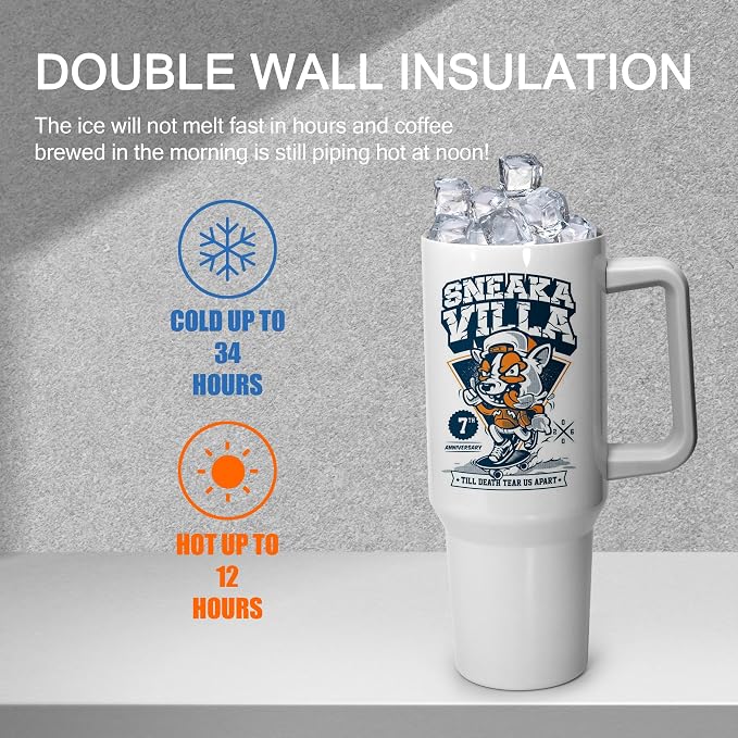 sweet grain Sublimation Tumblers 40 oz with Handle(4 Pack) - Stainless Steel Double Wall Vacuum Insulated Large Tumbler Bulk with Removable Handle and Straw - Black & White Handle - Image 5