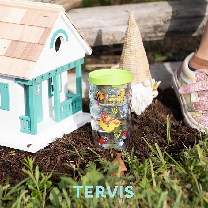 Tervis Clear & Colorful Lidded Made in USA Double Walled Insulated Tumbler Travel Cup Keeps Drinks Cold & Hot, 10oz Wavy, Blue Lid - Image 9