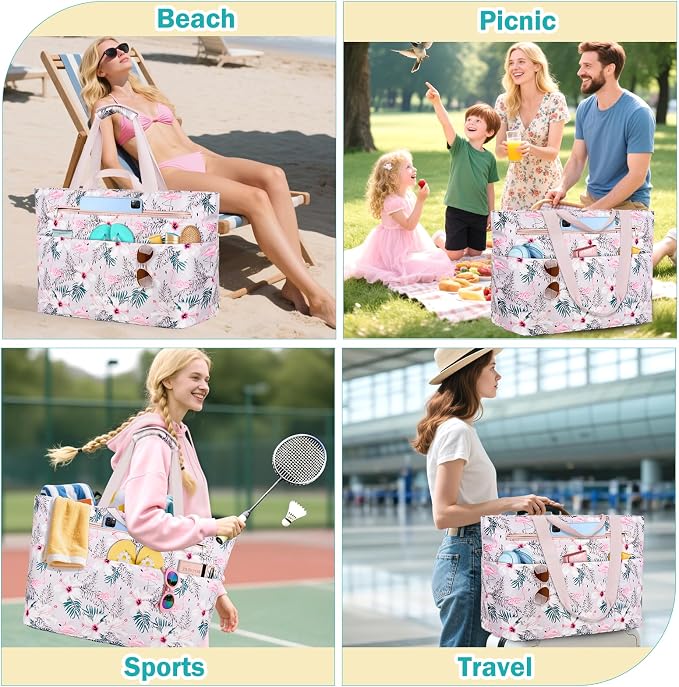 Extra Large Beach Bags for Women, Waterproof Sandproof Beach Tote Bag Zipper - Image 9