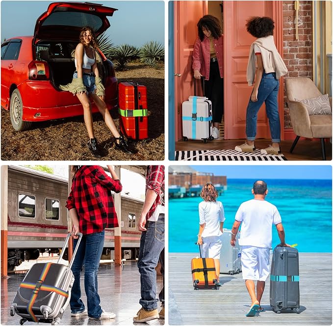 BILIONE 8 Pcs Luggage Straps, TSA Approved Add a Bag Premium Accessory - Image 3