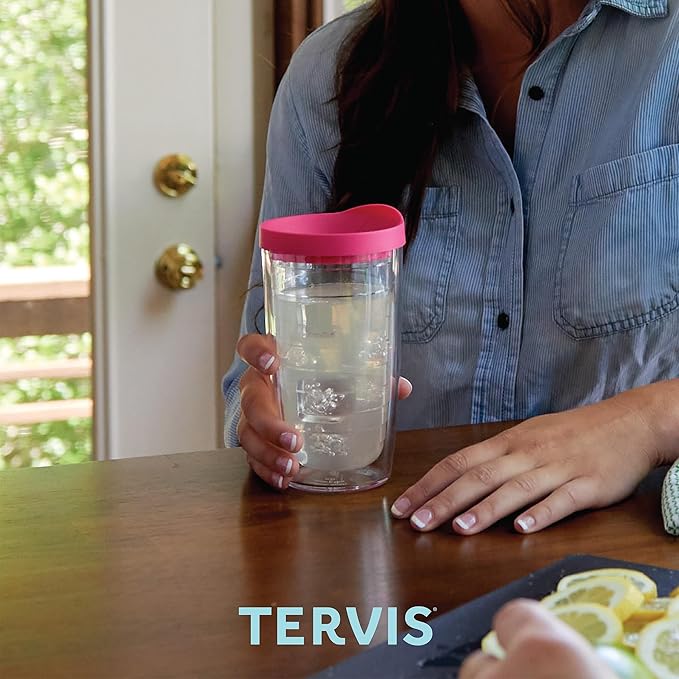 Tervis Clear & Colorful Lidded Made in USA Double Walled Insulated Tumbler Travel Cup Keeps Drinks Cold & Hot, 16oz, Citrus Sunrise Lid - Image 7