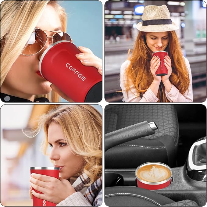 CS COSDDI 12 oz Stainless Steel Vacuum Insulated Tumbler - Coffee Travel Mug Spill Proof with Lid - coffee Cup for Keep Hot/Ice Coffee,Tea and Beer （Red） - Image 6