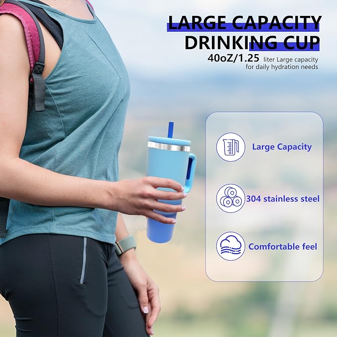40-OZ Insulated Water Bottle,Insulated Stainless Steel Tumbler,Reusable Cold Drink Thermos,BPA-Free, Double-Wall Stainless Steel Water Bottle (Royal Blue, 40, Fluid Ounces) - Image 4