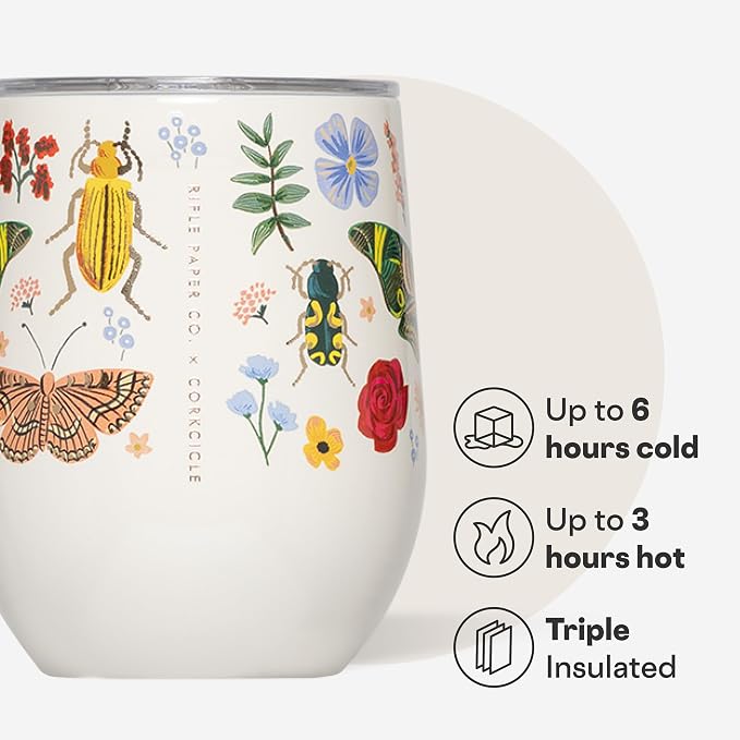 Corkcicle Stemless Insulated Wine Glass Tumbler - Keeps Beverages Cold 6 Hrs Hot 3 Hrs - Stainless Steel - Easy-Grip - Gift for Mom - Great for Mother's Day or Christmas - 12 oz - Curio Cream - Image 3