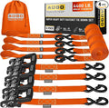 AUGO Heavy Duty Ratchet Straps & Soft Loops – Pack of 4 Extra Strong 1.5” by by AUGO