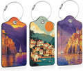 Retro Seaside Village 3 PCS PU Leather Luggage Tags by Losthll