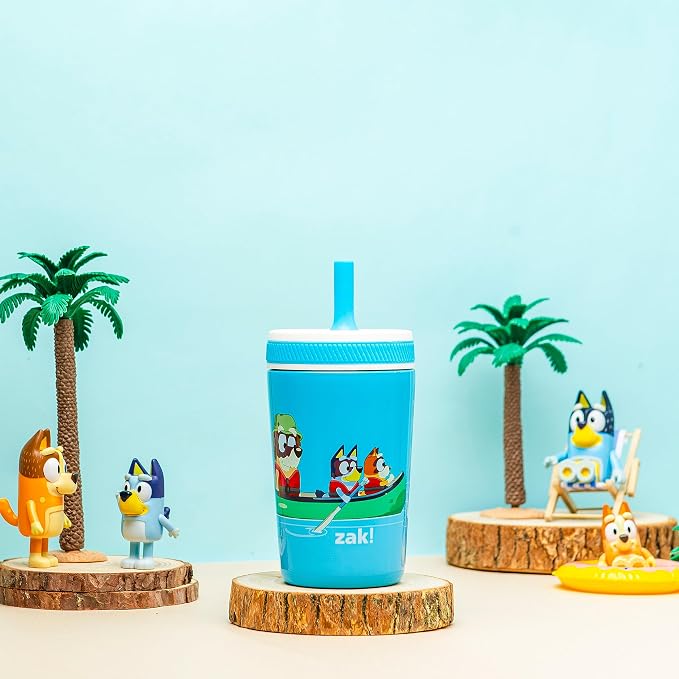 Zak Designs Bluey Kelso Toddler Cups For Travel or At Home, 12oz Vacuum Insulated Stainless Steel Sippy Cup With Leak-Proof Design is Perfect For Kids (Bluey, Bingo, Grandad Mort) - Image 3