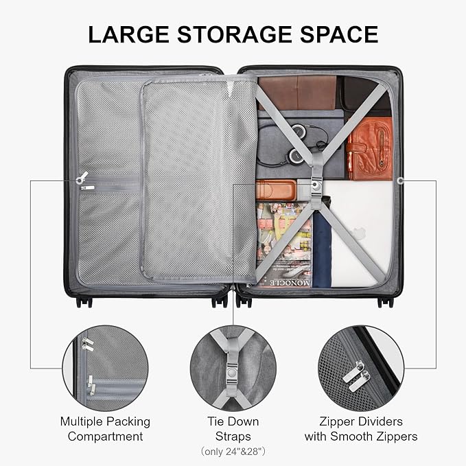 LEVEL8 Elegance Matte Luggage Set, 20 Inch Carry-on Luggage, 28“ Large Suitcase - Image 6