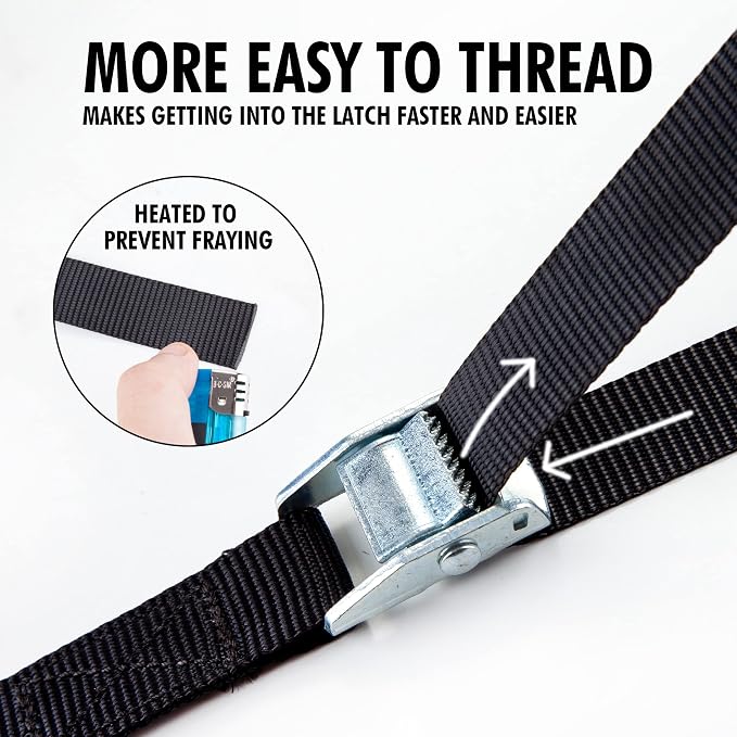 Cartman 1" x 12' Lashing Straps Cargo Tie-Down Strap Up to 600lbs, 16pk in - Image 3