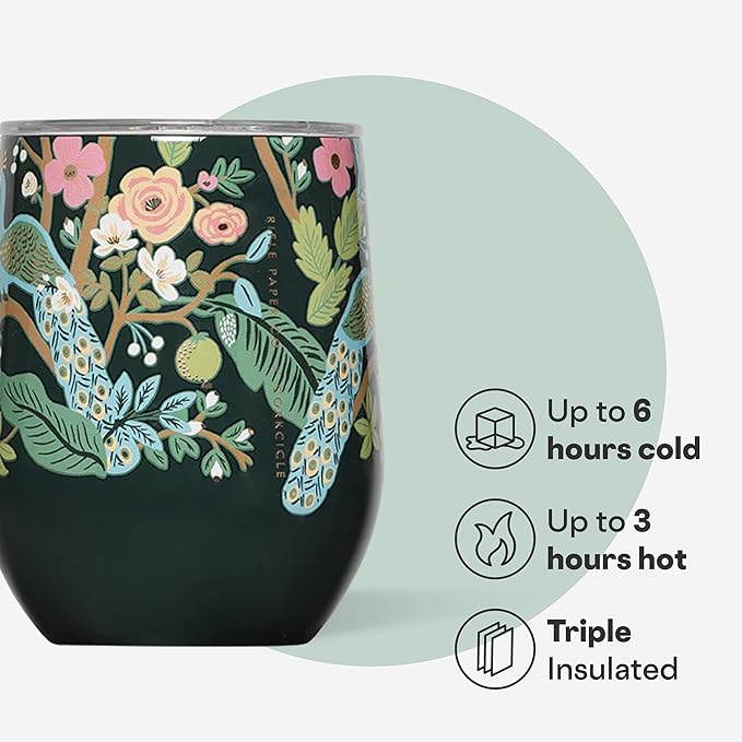 Corkcicle Stemless Insulated Wine Glass Tumbler - Keeps Beverages Cold 6 Hrs Hot 3 Hrs - Stainless Steel - Easy-Grip - Gift for Mom - Great for Mother's Day or Christmas - 12 oz - Peacock Blue - Image 3