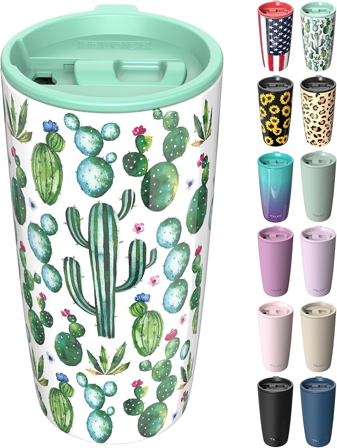 TILUCK 20 oz Insulated Tumbler with BPA-Free Lid, Stainless Steel Vacuum Travel Coffee Mug, Double Wall Coffee Tumbler（20oz，Cactus） by TILUCKBringsGoodLuck