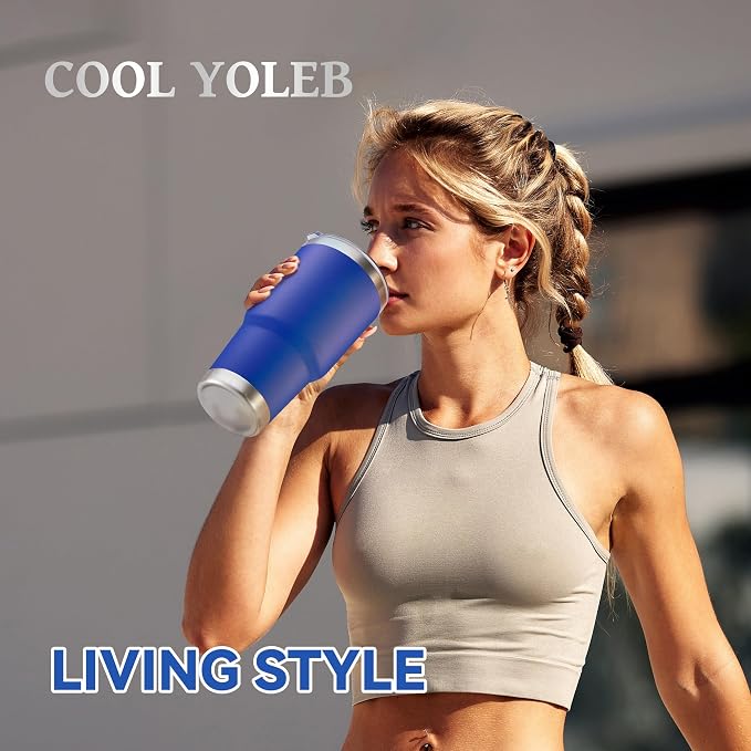 30 oz Tumbler with Lid Stainless Steel Tumblers Bulk Vacuum Insulated Cup Reusable Powder Coated Travel Mug Double Wall Leak Proof Cups Keep Cold Drinks for 12 Hours Blue, Set of 4 - Image 7