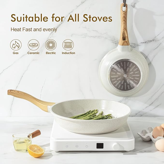 SENSARTE Nonstick Ceramic Frying Pan Skillet, 12.5 Inch Omelet Pan, Healthy Non - Image 3