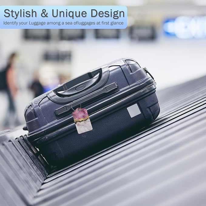 Gold Blue Pink Marble Abstract Luggage Tags, 2 Pack Luggage Tag, Leather - Image 6