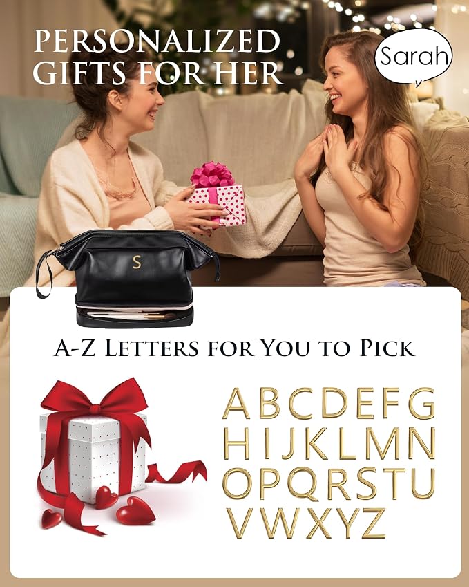 Gifts for Women-Initial Large Makeup Bag for Female, Gift for Women - Image 6