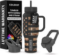 Coldest Tumbler with Handle and Straw, 100% Leak Proof Insulated Tumbler with Lid and Straw (3 Lids), Stainless Steel Tumblers for Women & Men, Cup Holder Friendly, 36 oz (Camouflage Flag) by Coldest