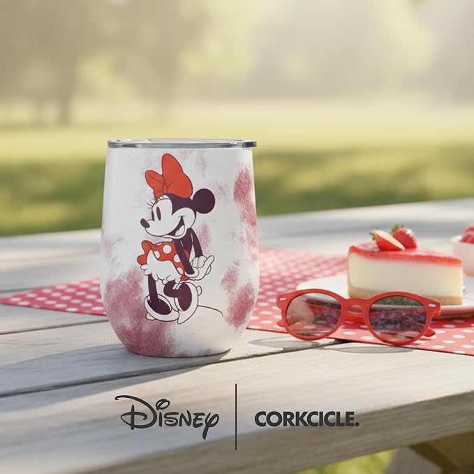 Corkcicle Stemless Insulated Wine Glass Tumbler - Beverages Cold 6 Hours & Hot 3 Hours - Stainless Steel - Easy-Grip - Summer Drinkware Gift - Keeps Drink Ice - 12 oz - Minnie Mouse Tie Dye - Image 8
