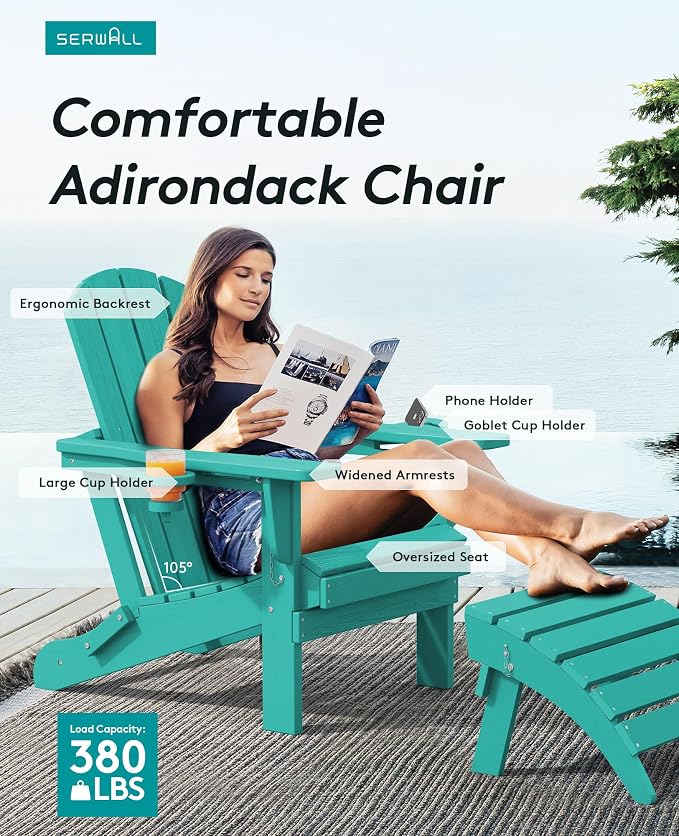 SERWALL Adirondack Chair with Cup Holders - Image 3