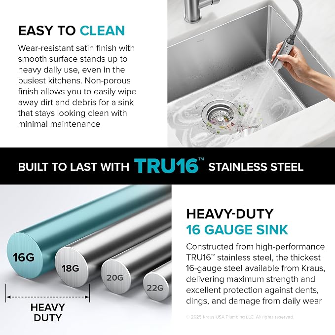 KRAUS Standard PRO 23-Inch 16 Gauge Undermount Single Bowl Stainless Steel - Image 9