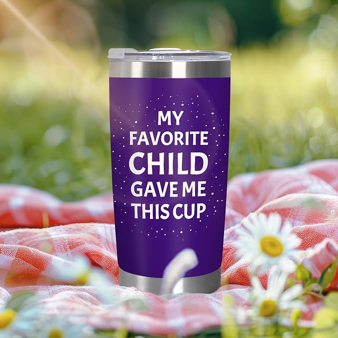 TEEZWONDER Christmas Birthday Gifts for Mom from Daughter Son - Favorite Child 20 oz Stainless Steel Insulated Coffee Tumbler with Lid - Mothers Mama Birthday Gifts, Funny Tumbler for Women - Image 7