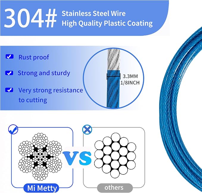 3.3mm Outdoor Travel Stainless Steel Security Cable-6ft Luggage Lock Safety - Image 2