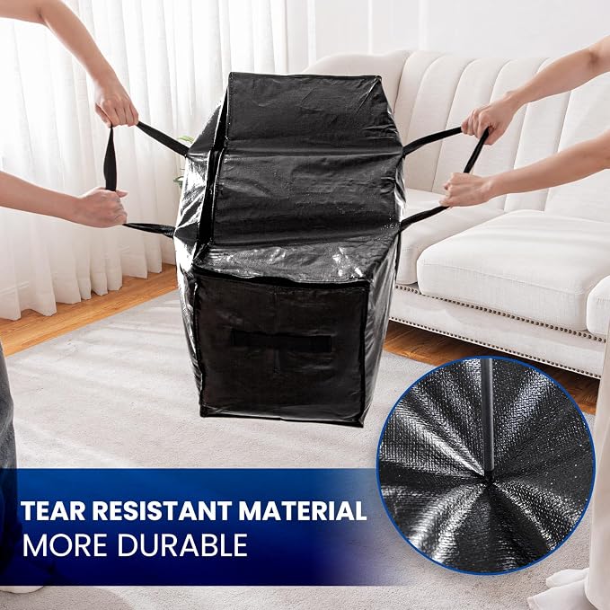 TAILI Extra Large Moving Bags, 4 Pack Black Heavy Duty Totes - Image 6