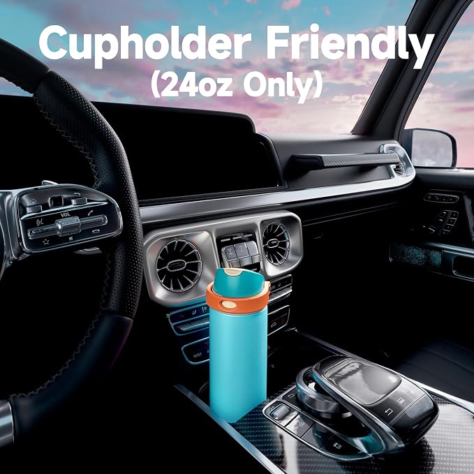 24 oz Insulated Water Bottle for Men: Meoky Stainless Steel Water Bottle with Straw and Spout Lid - Leak Proof, Cold for 24 Hours, Fits in Car Cup Holder, BPA-Free for Sports Travel, Summer Sweetness - Image 7