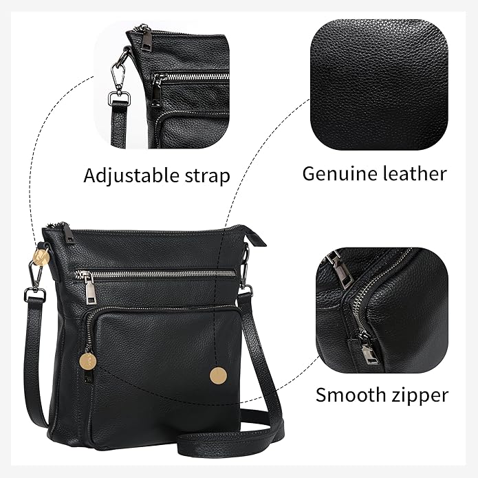 HESHE Crossbody Bags for Women Leather Handbags Designer Shoulder Purse - Image 5